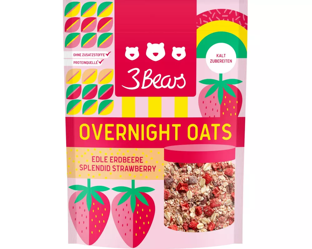 3Bears Overnight Oats – edle Erdbeere 400 g