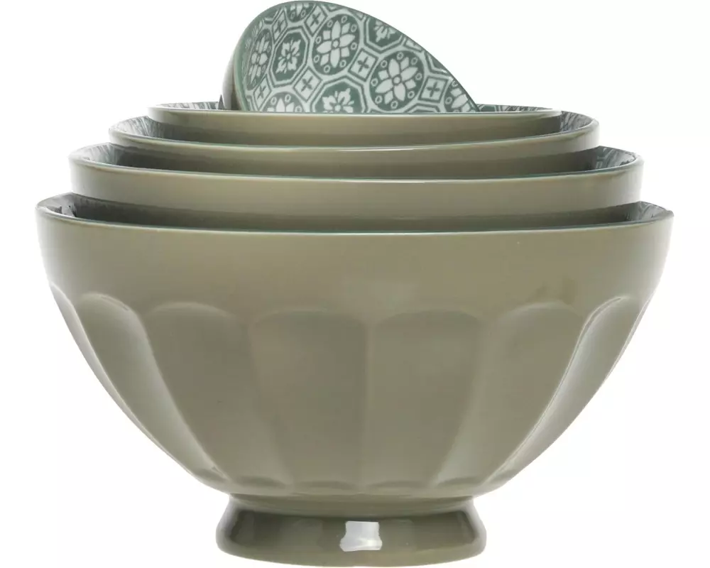 Chic Antique Schüsselset Arés 5 tlg., Olivegrün / Weiss