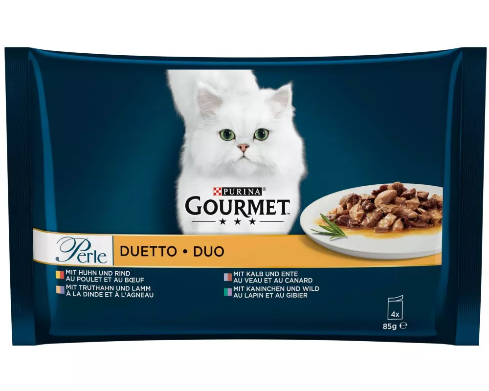 Purina Gourmet Nassfutter Gourmet Perle Rind & Huhn, 4 x 85 g