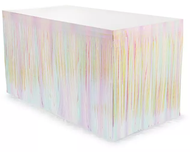 Partydeco Tischumrandung Fransen 80 x 300 cm, Irisierend