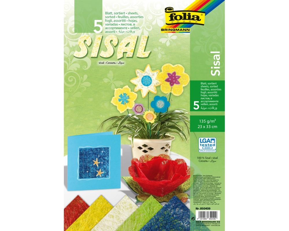 FOLIA Sisal 135g 850409 23x33cm 5 Blatt