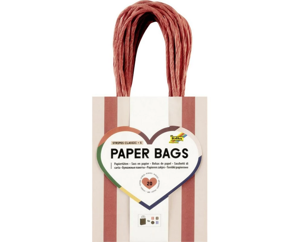 Folia Paper Bags S 20 Stück, 12 x 5,5 x 15 cm, 4 Motive sortiert