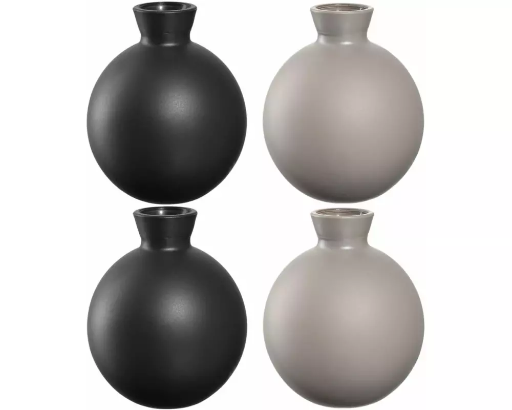 Leonardo Vase Casolare 9 cm, Grau/Schwarz, 4 Stück