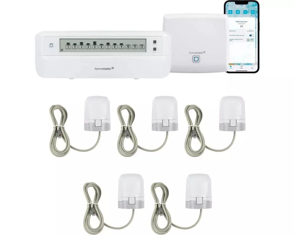 Homematic IP Fussboden 5 x Wandthermo und 5 x Stellantrieb Acces Aktor