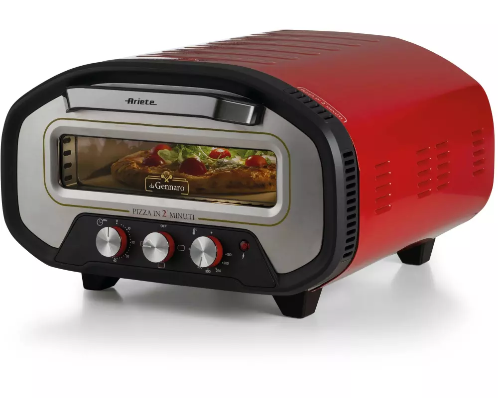 Ariete Pizzaofen ARI-3901 Elektrischer Pizzaofen Schamottstein Rot