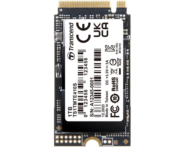 Transcend PCIe SSD 410S. SSD capacity: 1 TB, SSD form factor: M.2, Component for: PC/Laptop