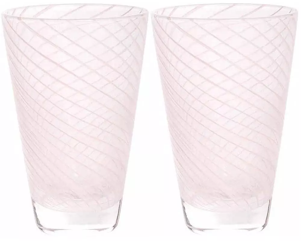 OYOY Trinkglas Yuka Swirl 250 ml, 2 Stück, Hellrosa