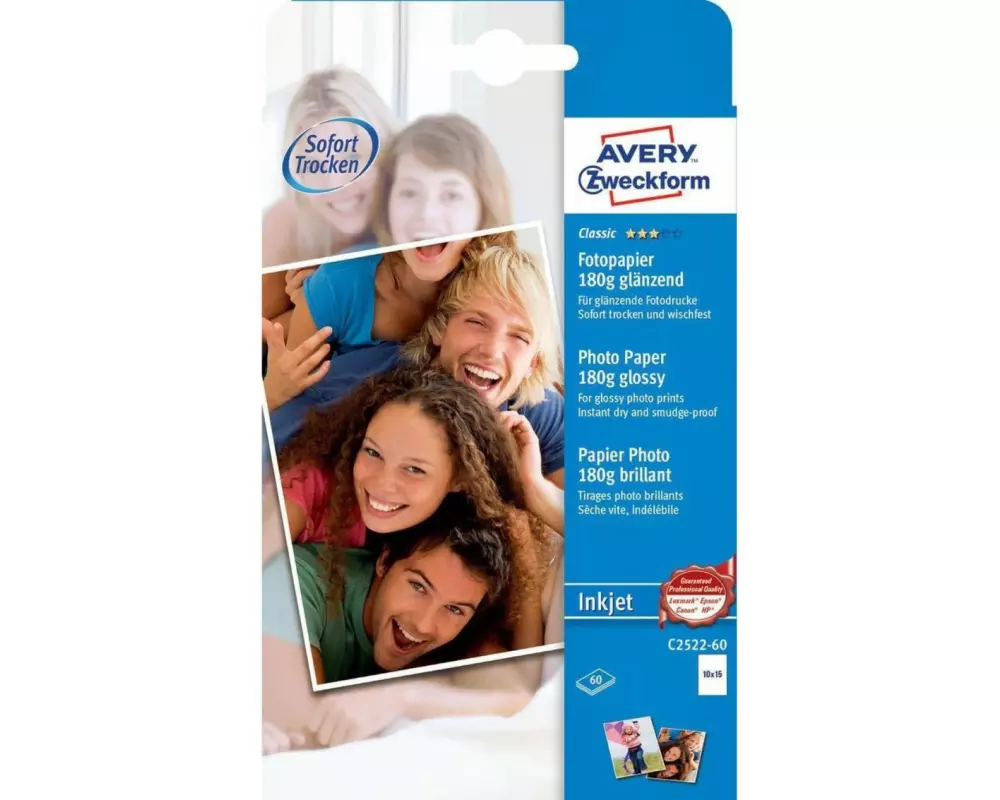 Avery Zweckform Fotopapier Inkjet Classic 10 x 15 cm 180 g/m² 60 Stück
