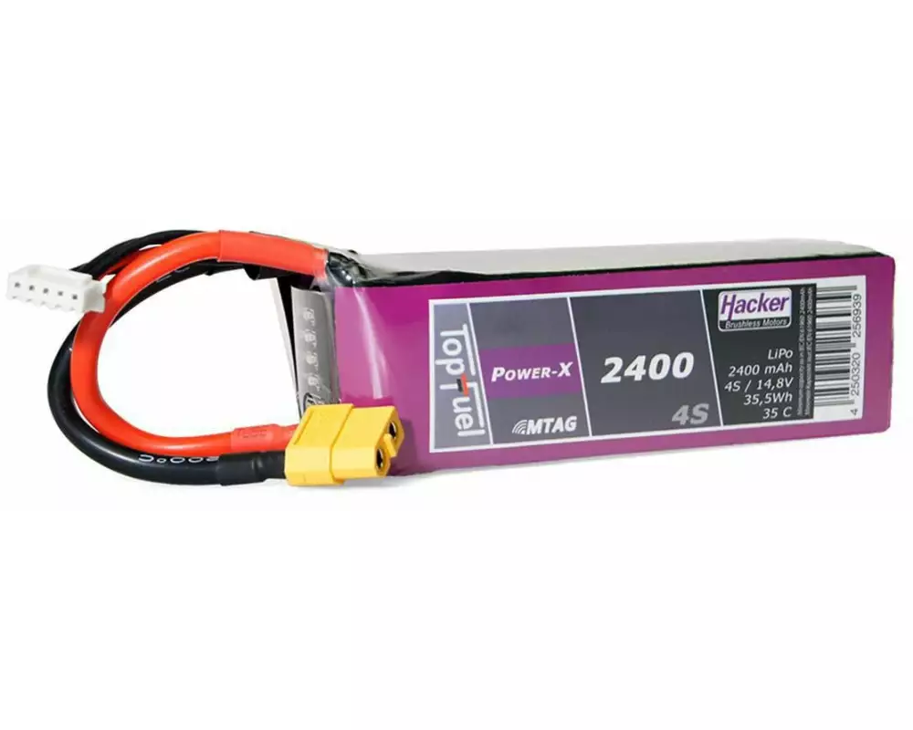 Hacker RC-Akku LiPo 2400 mAh 14.8 V 35C TopFuel Power-X MTAG