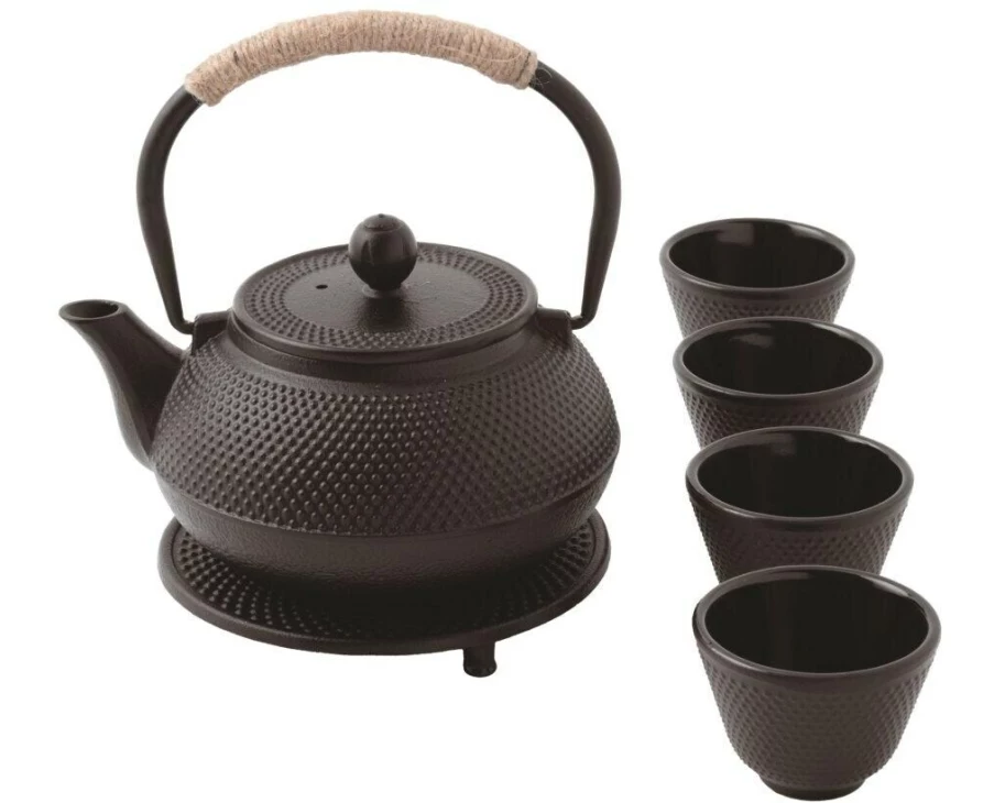 Paderno 6-teiliges Set Mit Teekanne 0.8 l, Schwarz