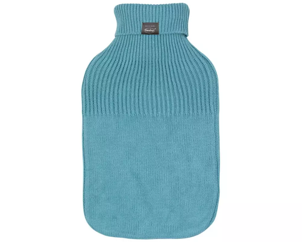 Fashy Bettflasche mit Rollkragen-Strickbezug, Steinblau 2 l