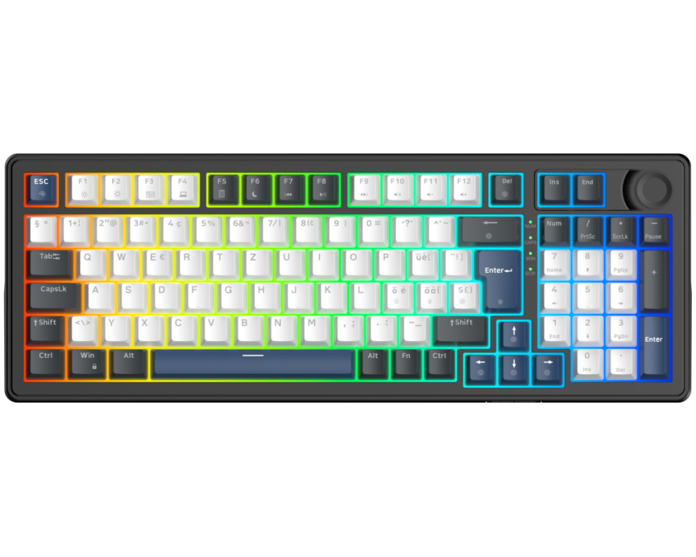 DELTACO DK490 Mechanisch, Gasket, PBT-Tastenkappen, Hot-Swap
