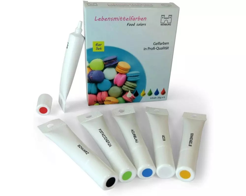 Wenburg Lebensmittelfarbe Gel Mehrfarbig, 6x 20g