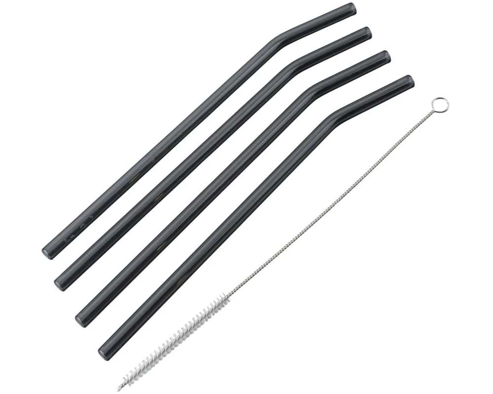 Fackelmann Strohhalm Glastrinkhalm Glas, 4 Stück