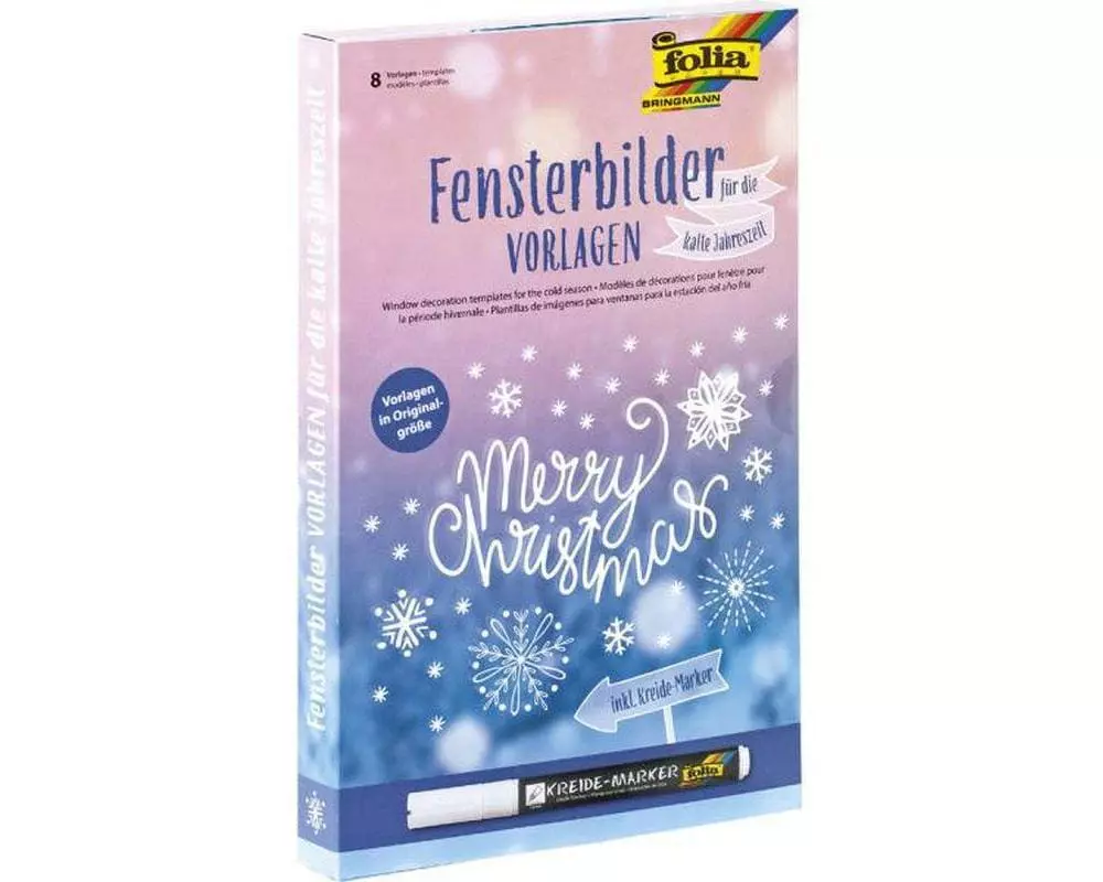 Folia Fensterbild Merry Christmas Vorlage und Kreidemarker
