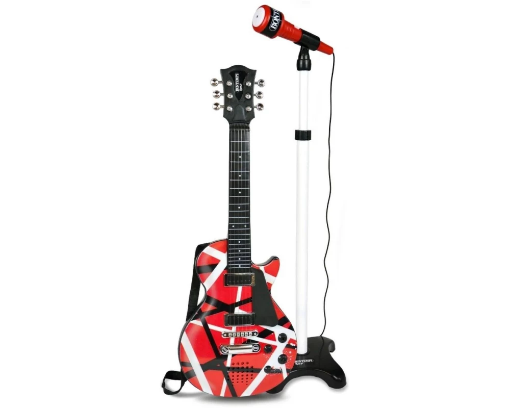 Bontempi Rockgitarre mit Standmikrofon Rot