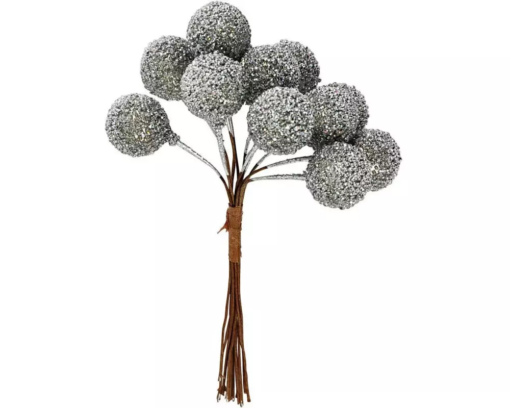 Creativ Company Aufsteller 15 mm Kunstblume Beeren, Silber