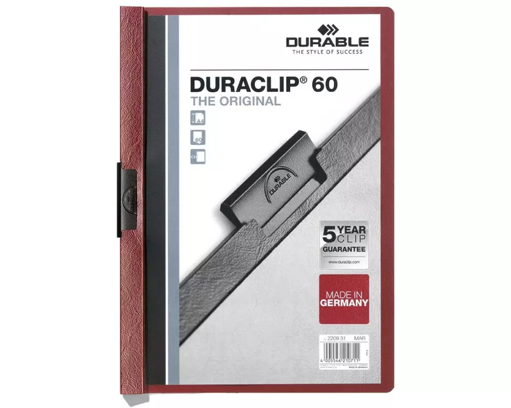 DURABLE Klemmhefter Duraclip 60 Dunkelrot