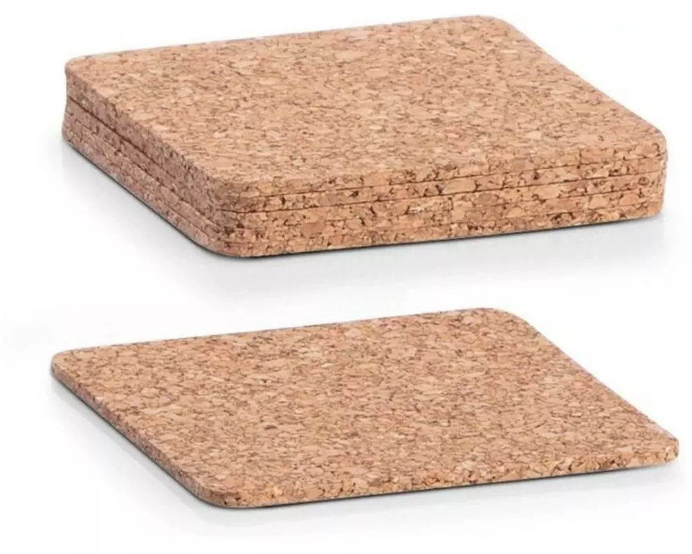 Zeller Present Glasuntersetzer Kork 9.5 x 9.5 cm, 6 Stück, Braun