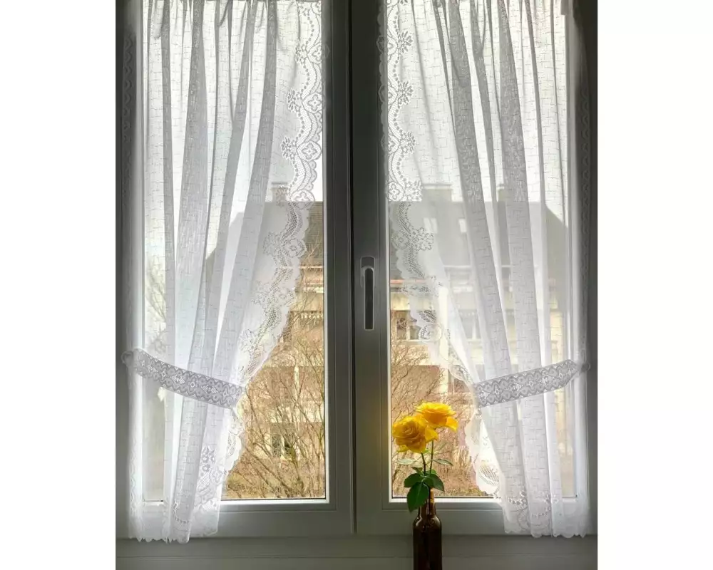 Hubatka Tagvorhang Vitrage Spitzen-Vitragen 95 cm x 110 cm, Weiss