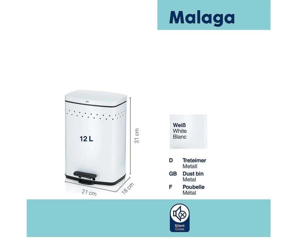 Kela Kosmetikeimer Malaga 5 l, Weiss