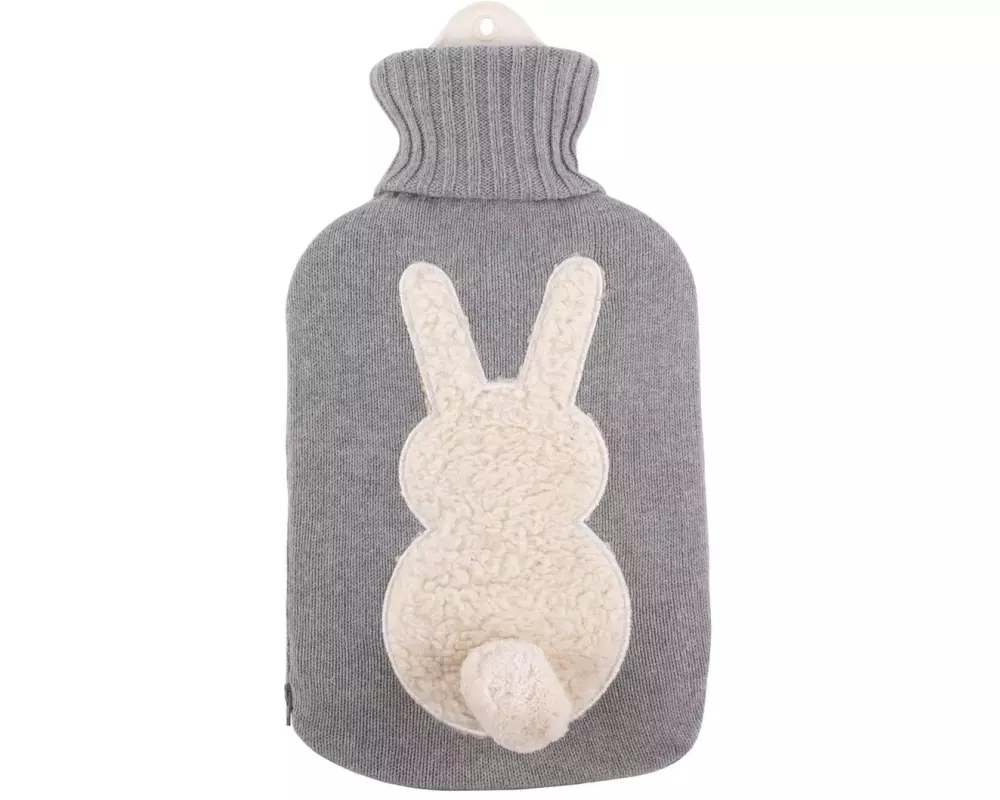 Sänger Wärmflasche mit Strickbezug Hase 2 Liter, grau/weiss