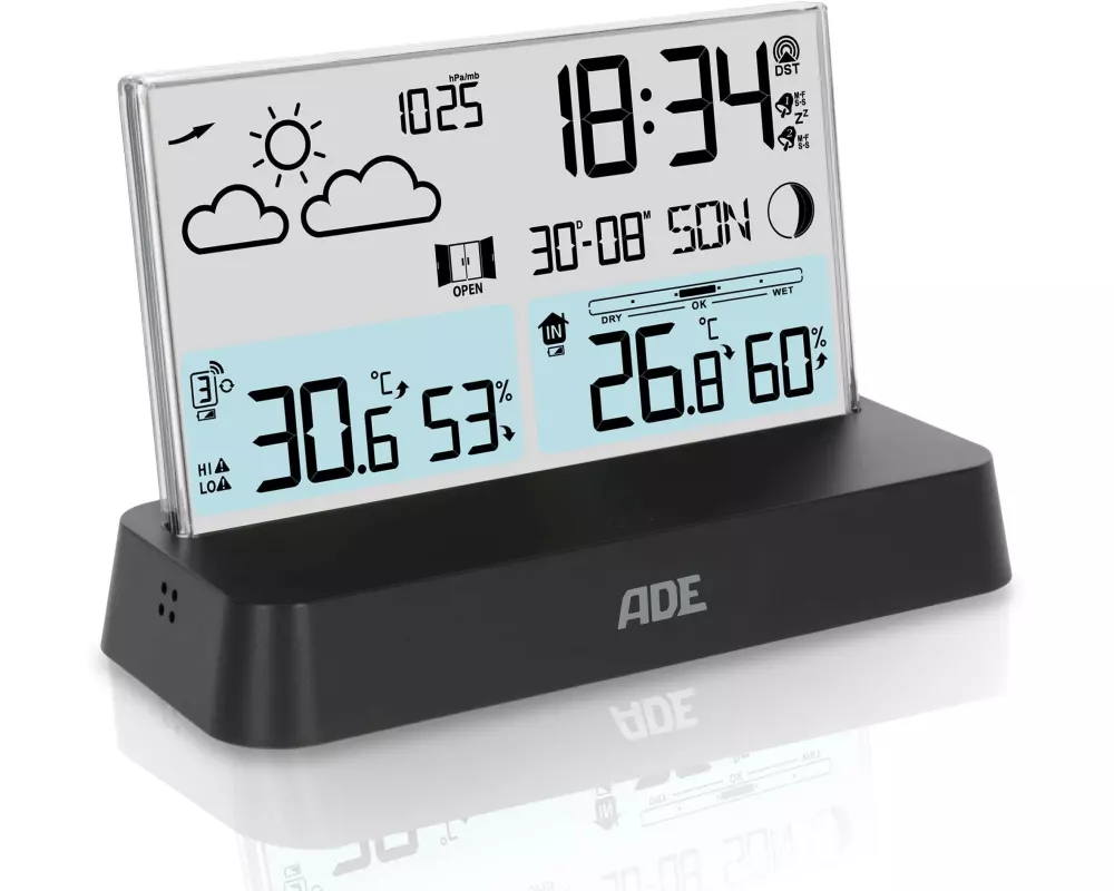 ADE Wetterstation mit Funk-Aussensensor Schwarz