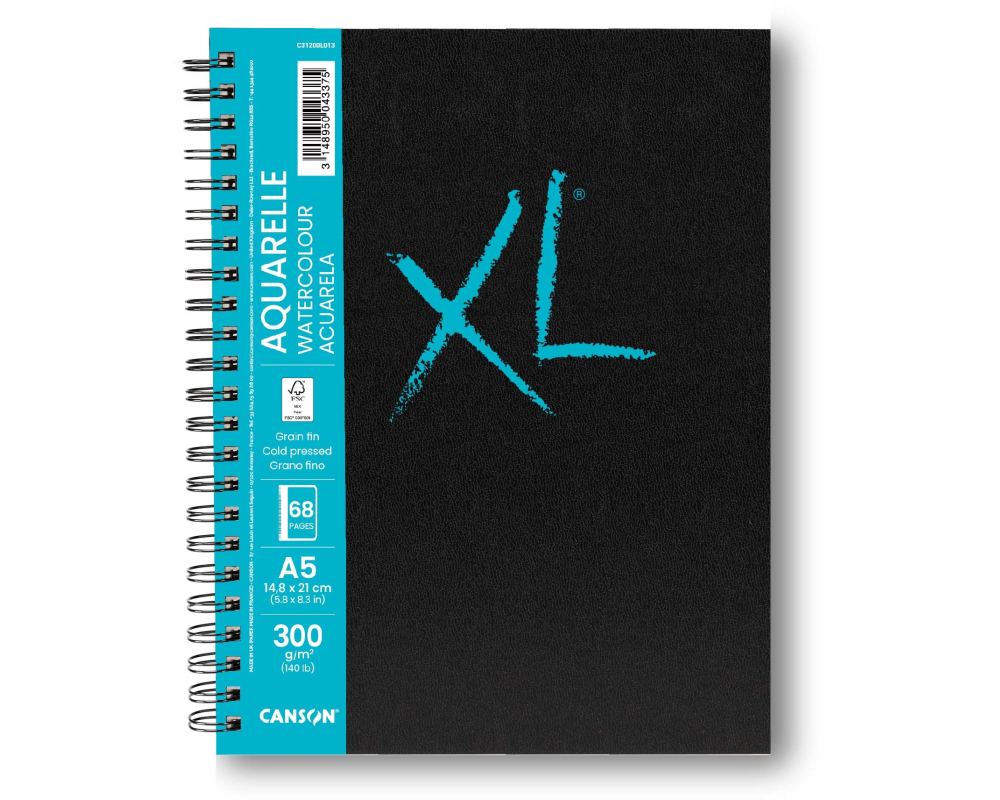 CANSON XL Aquarell Book A5 31200L013 68 Blatt, weiss, 300g
