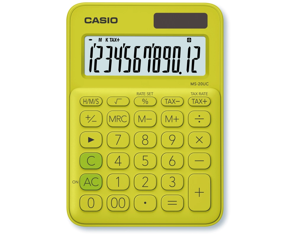 CASIO Mini Taschenrechner MS-20UC-YG-S 12-stellig gelb/grün