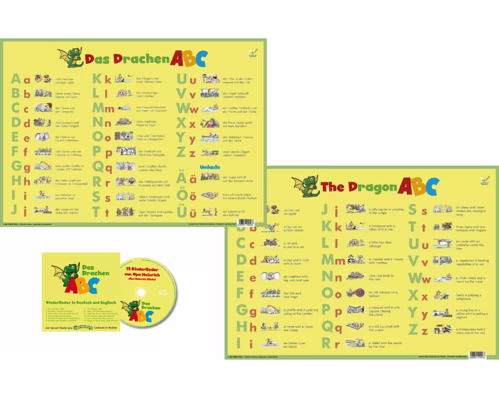 Drachen-ABC - DUO-Schreibunterlage klein mit Musik-CD