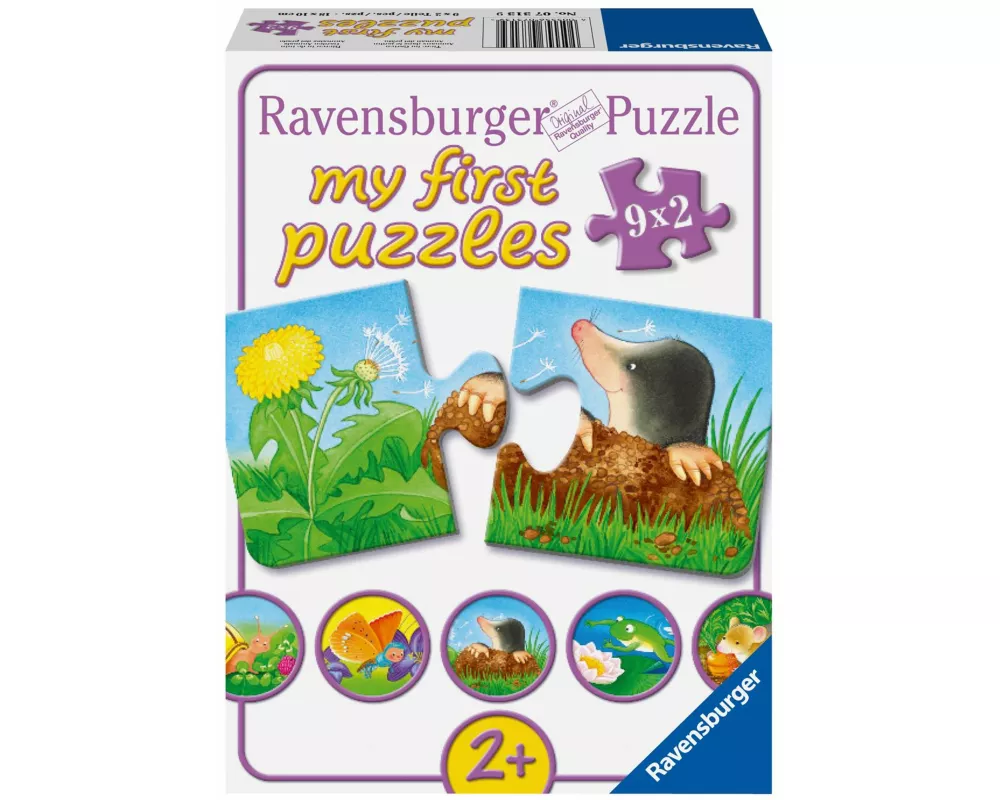Kinderpuzzle 9x2 Teile - Tiere im Garten
