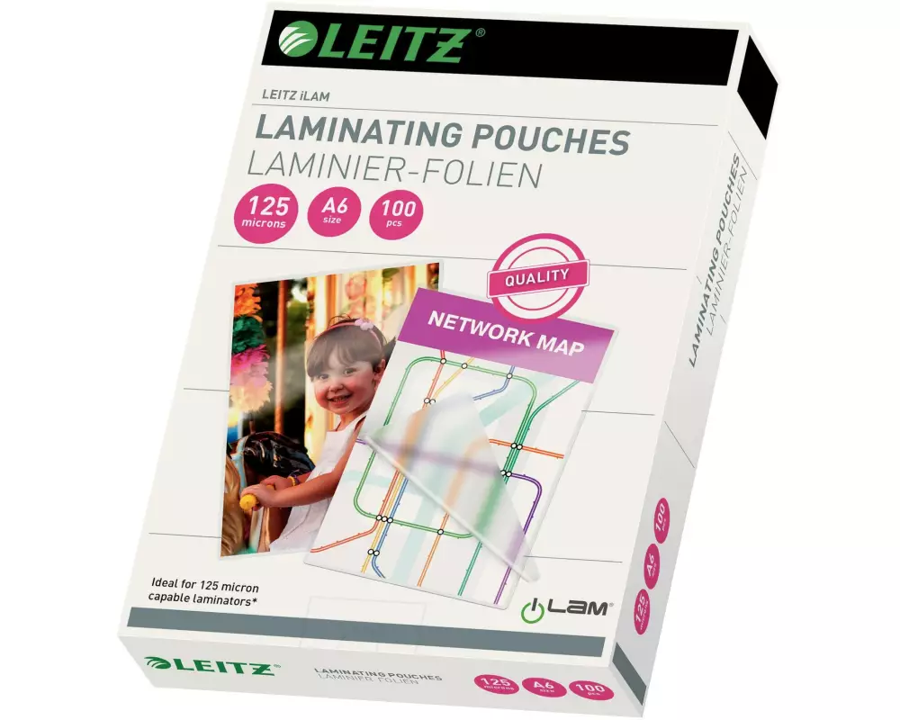 Leitz Laminierfolie A6, 125 µm, 100 Stück, Glänzend