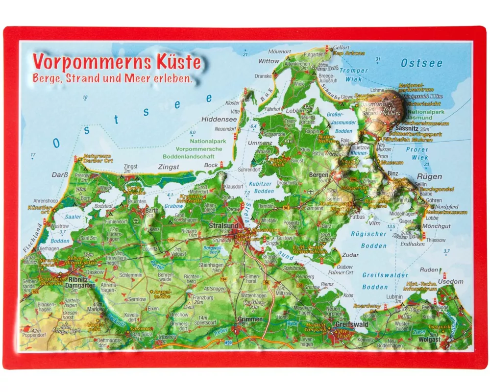 Reliefpostkarte Vorpommern Küste