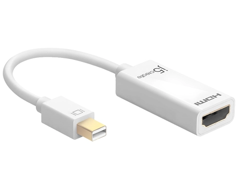 j5create JDA159 mini DisplayPort to 4K HDMI Adapter, White. Cable length: 0.125 m, Connector 1: Mini DisplayPort, Connector 2: HDMI. Weight: 19 g, Width: 21 mm, Depth: 12 mm. Quantity per pack: 1 pc(s), Package width: 120 mm, Package depth: 97 mm. Export Control Classification Number (ECCN): EAR99, Master (outer) case width: 280 mm, Master (outer) case length: 210 mm. Material: Plastic, Quantity per box: 1 pc(s), Supported resolutions: 3840*2160 @60 Hz