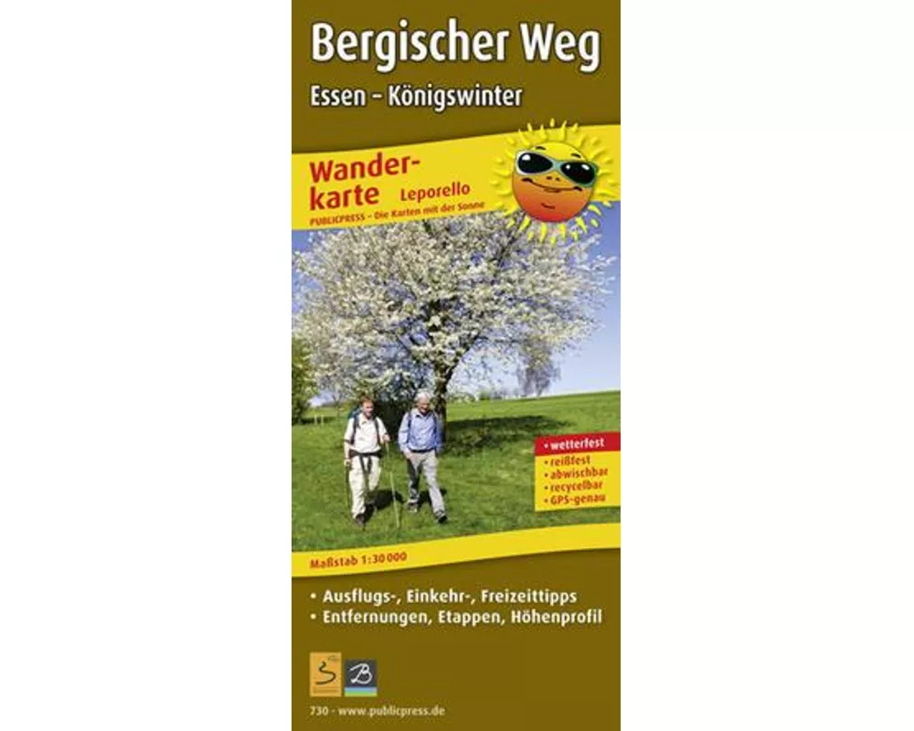 Bergischer Weg, Essen - Königswinter, 1:30.000