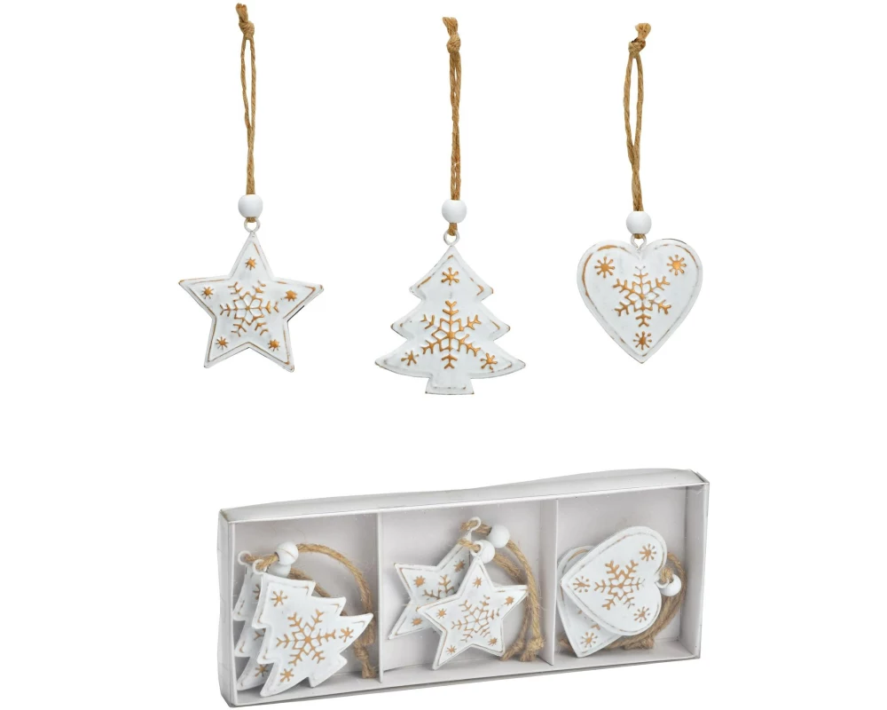 G. Wurm Aufhänger 6 Stück Baum/Herz/Stern