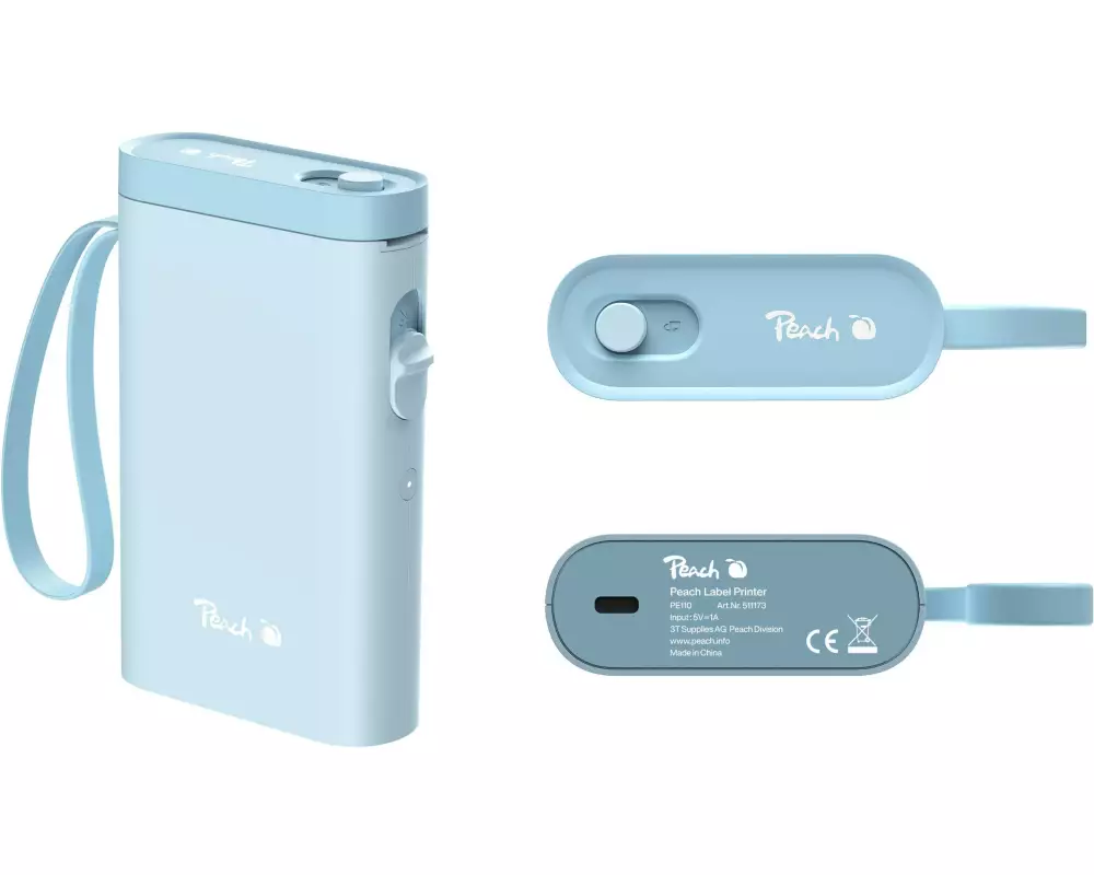 Peach Etikettendrucker LabelPrinter PE110 Blau