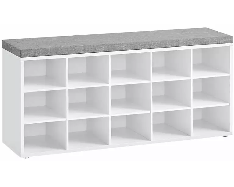 VASAGLE Schuhschrank mit Polster 105 x 48 cm, Weiss