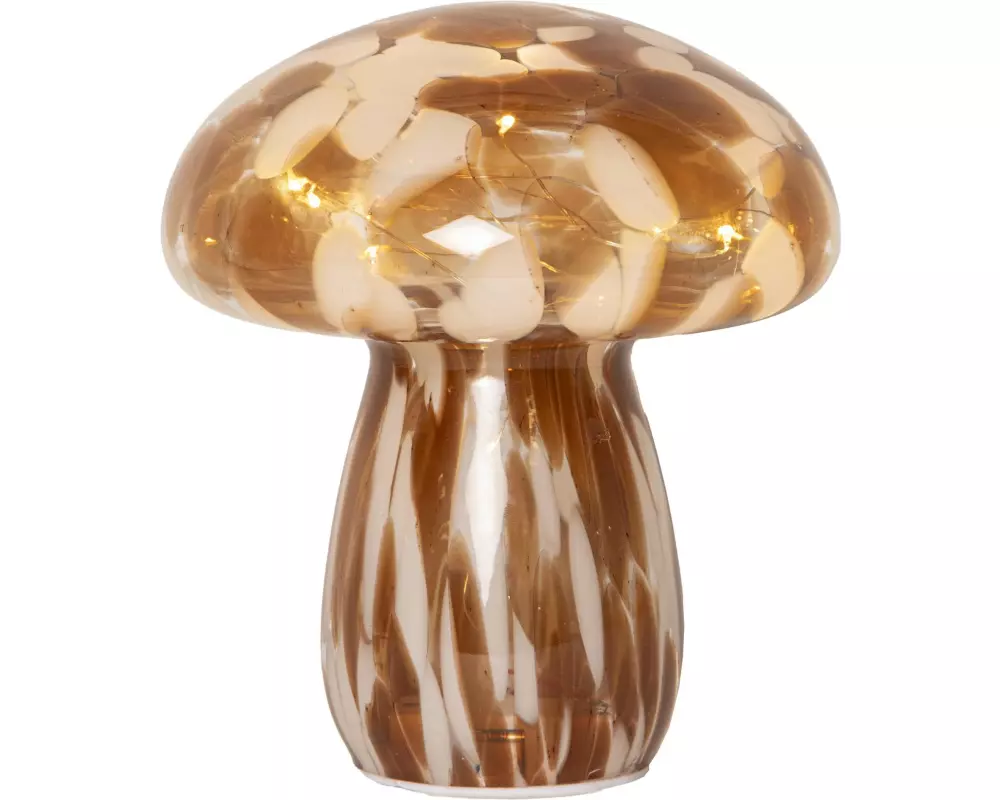 Star Trading Glas Dekoration Funghi IP20, Warmweiss, Braun