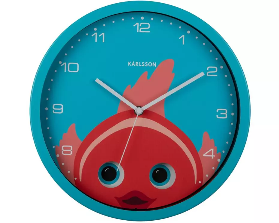 KARLSSON Wanduhr Goldfisch Ø 30.8 cm, Hellblau