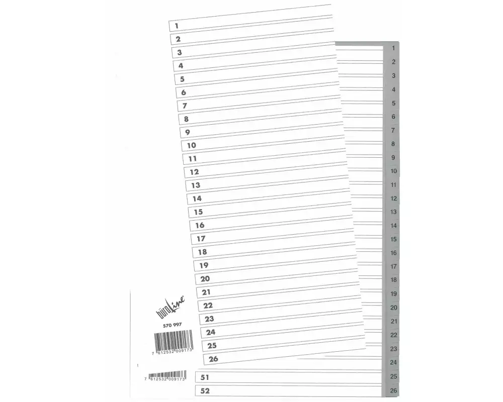 Büroline Register A4, 1-52 ohne Indexblatt