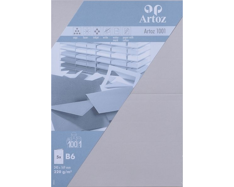 ARTOZ Karten 1001 B6 107362262 220g, lichtgrau 5 Blatt