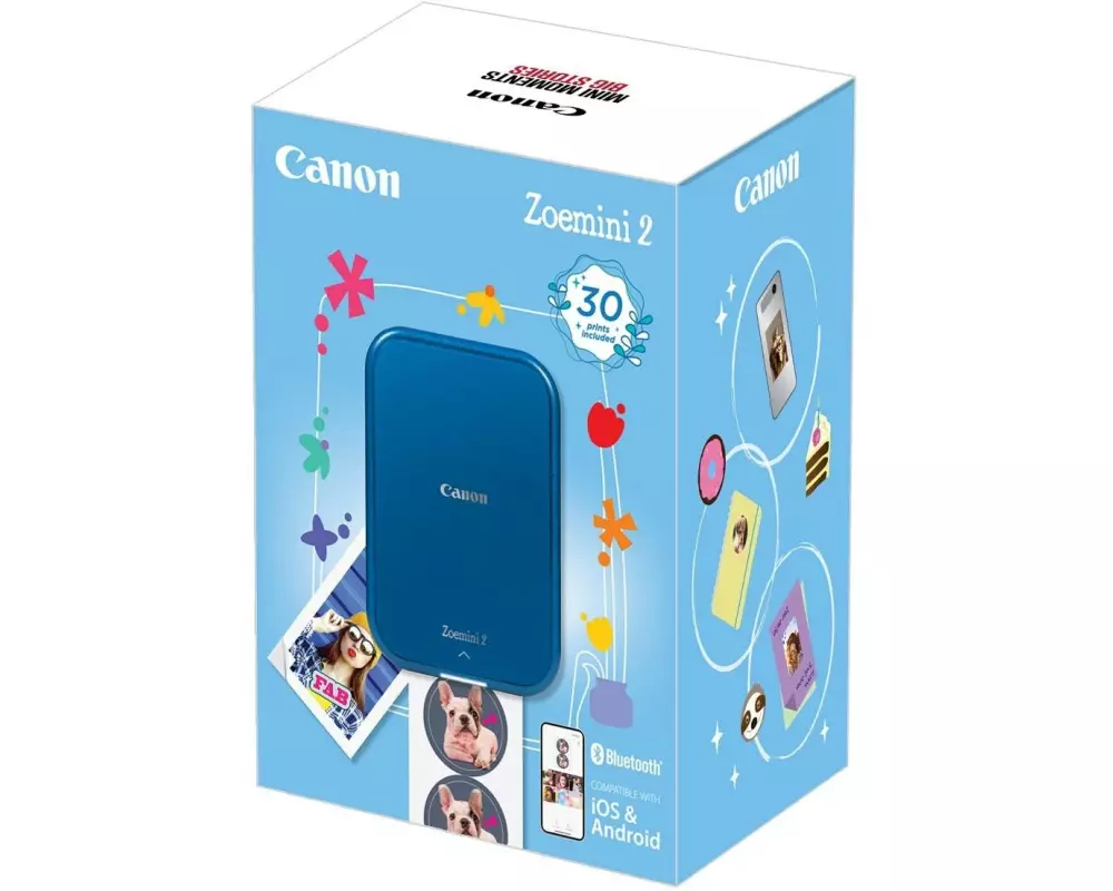 Canon Fotodrucker Zoemini 2 Marineblau + 30 Fotopapiere + Tasche