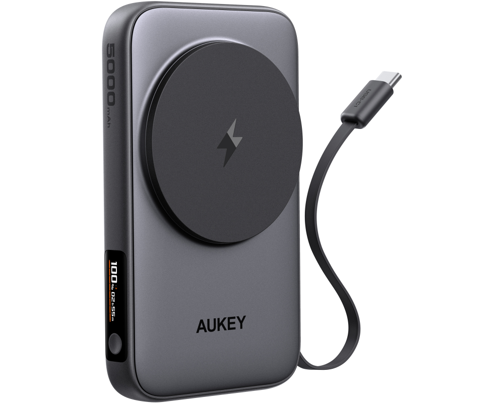AUKEY MagFusion Reel 5000mAh PB-MS11 PB,Qi2 Wirel.Retract.Cable