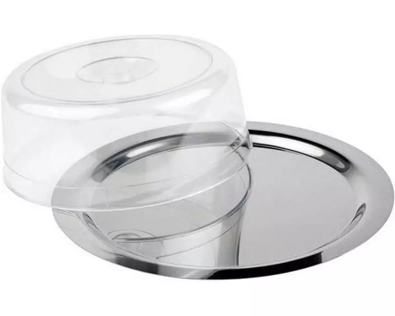 APS Kuchentablett Finesse 38 x 38 x 13 cm, Silber/Transparent
