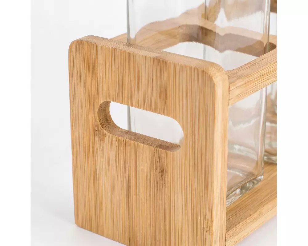 relaxdays Ölflaschen Set 4-teilig Glas Bambus 500 ml