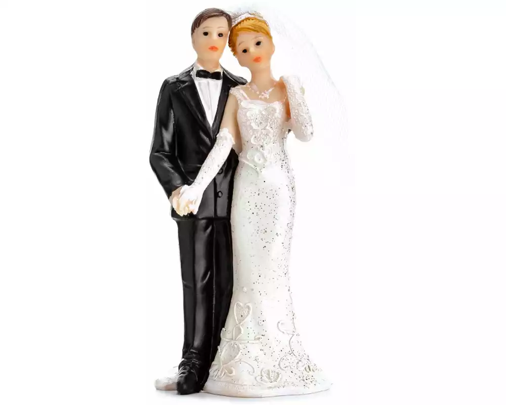 Partydeco Kuchen-Topper Figur Brautpaar Weiss/Schwarz