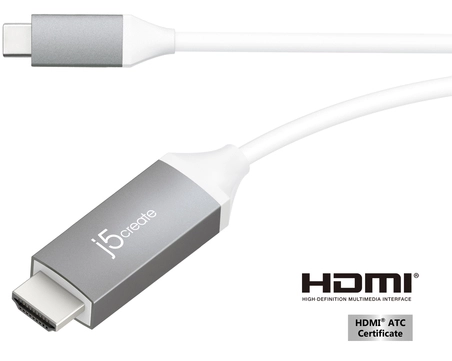 j5create JCC153G-N USB-C to 4K HDMI Cable, Grey, 1.5 m. Cable length: 1.5 m, Connector 1: HDMI Type C (Mini), Connector 1 gender: Male, Connector 2: HDMI Type A (Standard), Connector 2 gender: Male, Connector contacts plating: Copper, Data transfer rate: 32.4 Gbit/s, Product colour: Grey, White