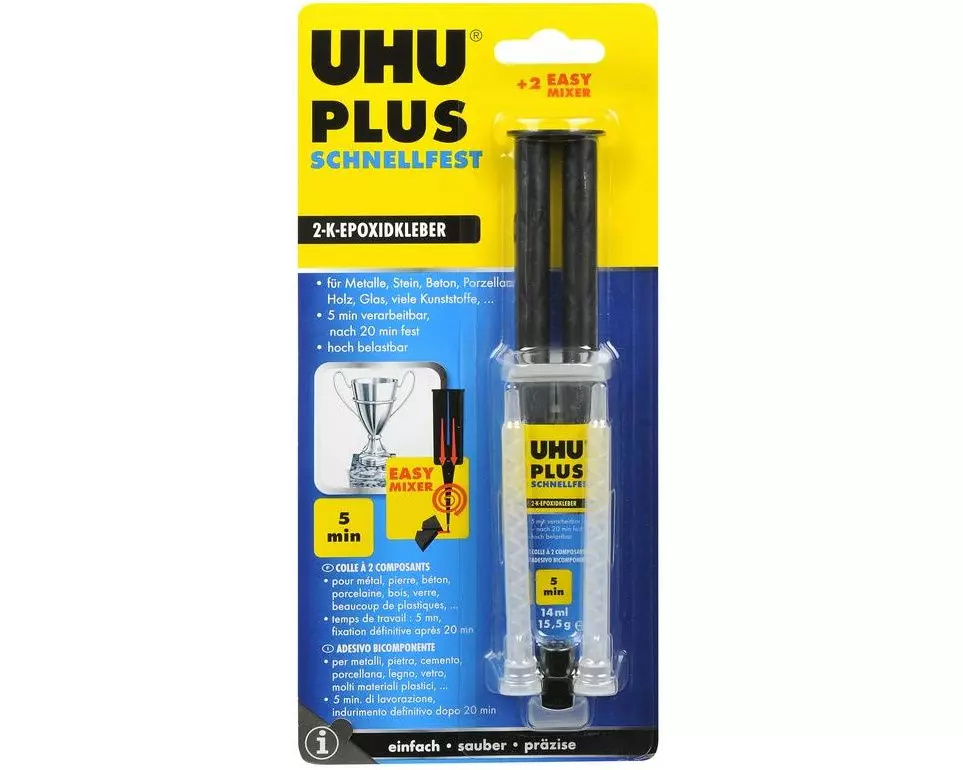 UHU PLUS schnellfest Doppelkammerspritze 14 ml, Transparent
