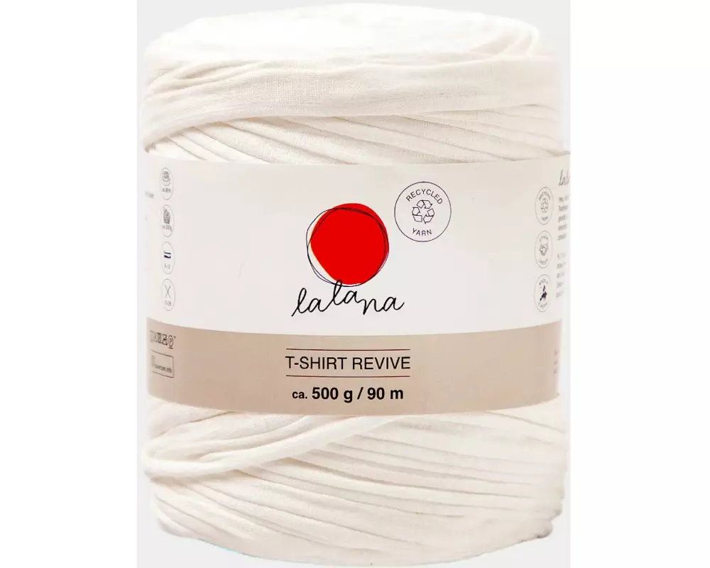 lalana Wolle T-Shirt Revive 5 mm, 500 g, Crème